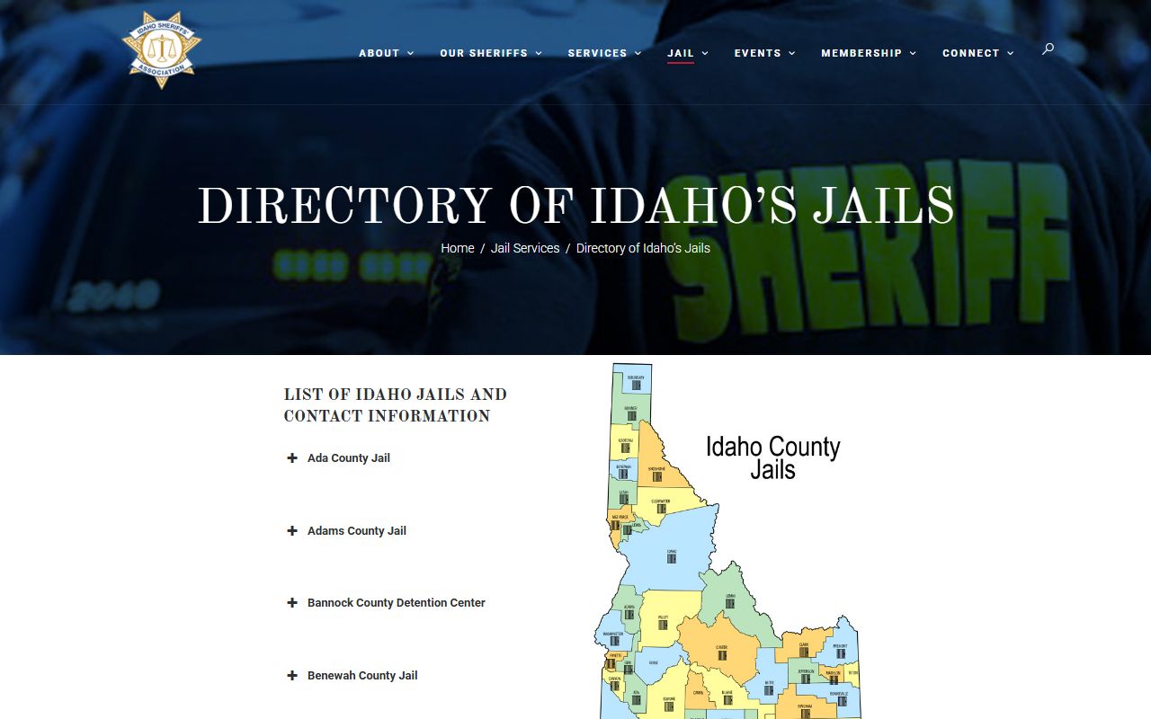 Valley County inmate population entry in the Idaho jail directory